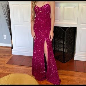 Sherri Hill sequin formal dress.